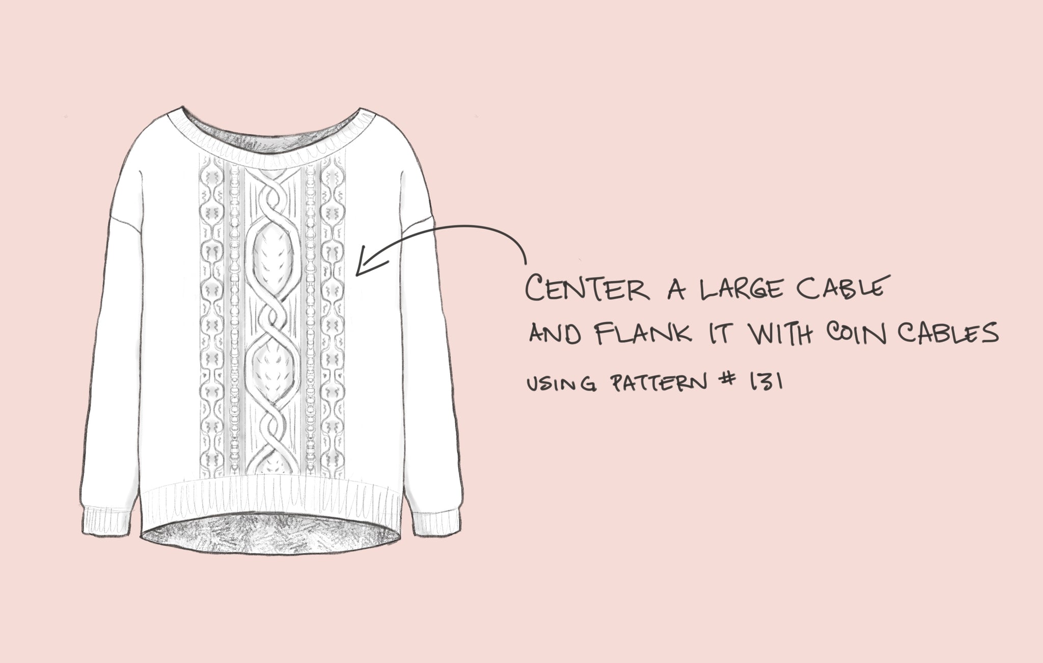 Sketch of a sweater with a center panel